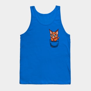 Pocket Cute Caracal Kitten Tank Top